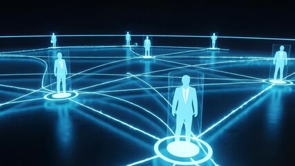 Futuristic global network connecting business people with blue lines. - Powered by Adobe