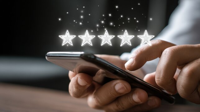 Customer satisfaction rating on mobile device - Powered by Adobe
