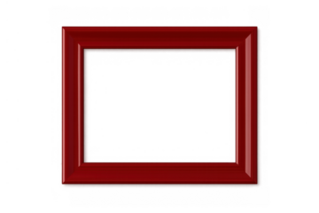 Red empty matted square frame for picture or text on transparent background, classic simple border for display mockup