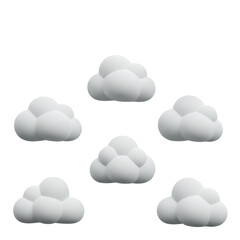 Fototapeta premium White Grey Clouds 3D Render Isolated On Transparent Background