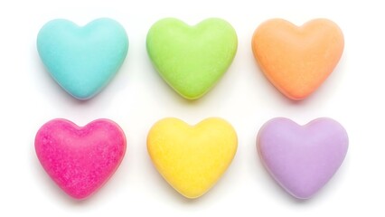 Obraz premium Six Colorful Heart Shapes on White Background stock whisk