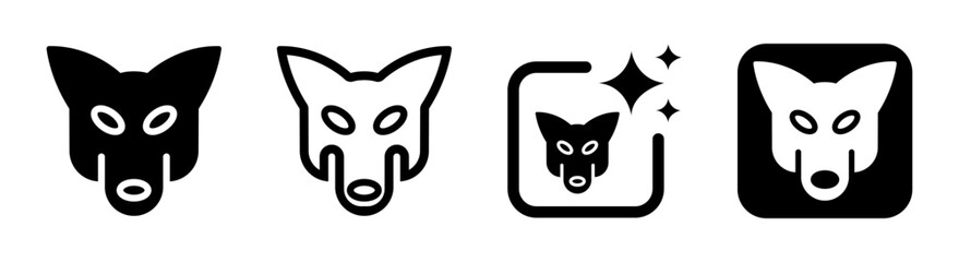 Fox face icon with wolf dog mask animal zoology and fear theme black transparent PNG vector illustration