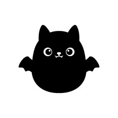 Obraz premium Cute black cartoon Bat smiling with a friendly face vector illustration