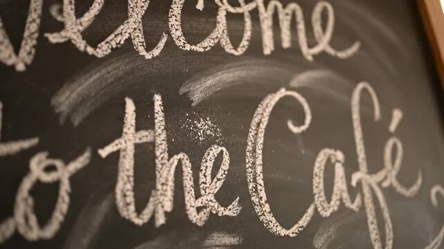 Welcome to the Cafe Chalkboard Sign Close Up.