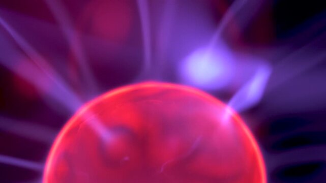 Macro close up 4K video clip of plasma ball lamp or Tesla Sphere