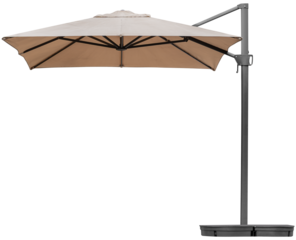 Brown beach umbrella with tripod