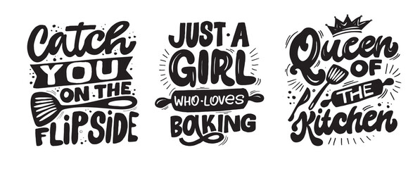 Fototapeta premium Funny hand drawn doodle lettering quote about cooking and kitchen. Lettering for t-shirt design, mug print, bag print, clothes fashion. 100% hand drawn vector image. 