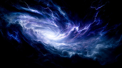 激しい稲妻が輝く暗黒の嵐と渦巻く雲のエネルギー背景