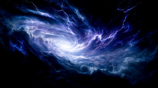 激しい稲妻が輝く暗黒の嵐と渦巻く雲のエネルギー背景