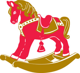 Christmas rocking horse toy vector illustration isolated on white background
