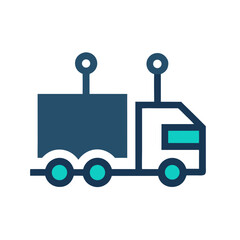 Autonomous truck icon with simple modern design elements