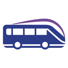 Modern streamlined train icon design with purple and navy colors