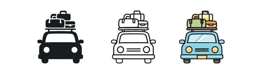 Obraz premium minimal travel road trip with luggage on roof