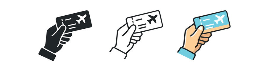 minimal travel hand holding ticket with airplane shape