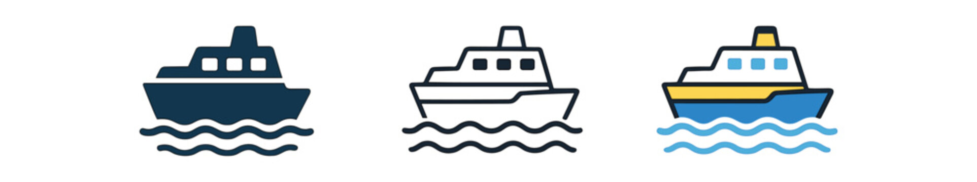 minimal travel ferry boat sailing across wavy line sea