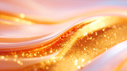 Abstract flowing molten gold iridescent fluid waves liquid texture background