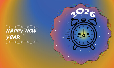 Happy New Year 2026 Countdown Clock Greeting Card Design