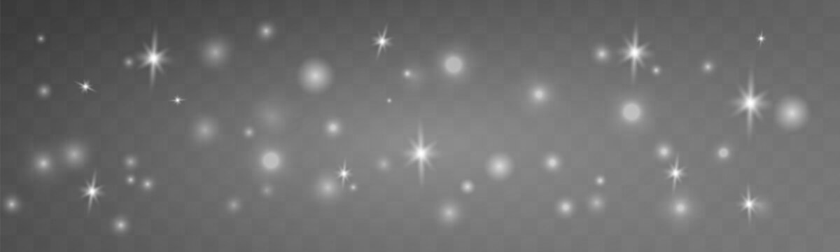 White luminous dust drifts gently with tiny sparkling particles. Calm magical effects fill the scene with winter charm. Perfect for holiday and minimal winter overlays vector