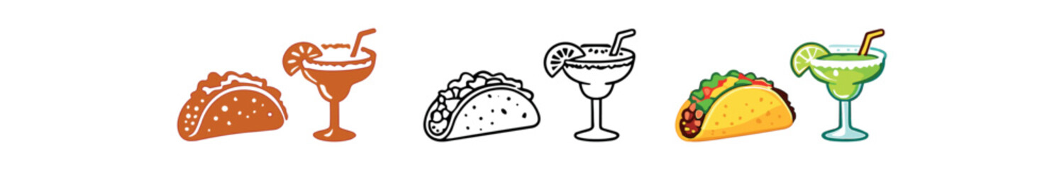cinco de mayo taco and margarita party symbol pair