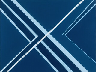 Blue and white diagonal stripes intersecting in a geometric pattern on a dark blue background