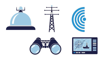 Nautical navigation and surveillance equipment set