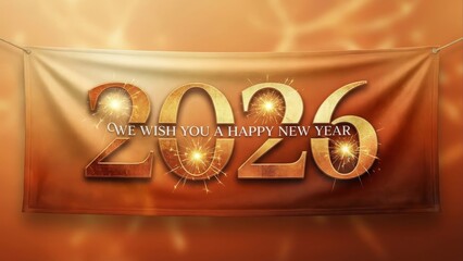 Festive new year 2026 celebration banner with sparkling lights and warm glow
