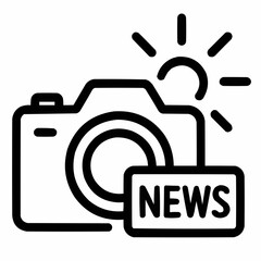 Line icon of a camera with zoom burst &mdash; close-up coverage, black on white, square minimalist style