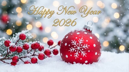 Red christmas ornament snowflake festive holiday decoration winter season