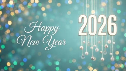 Happy new year 2026 celebration with festive bokeh lights background