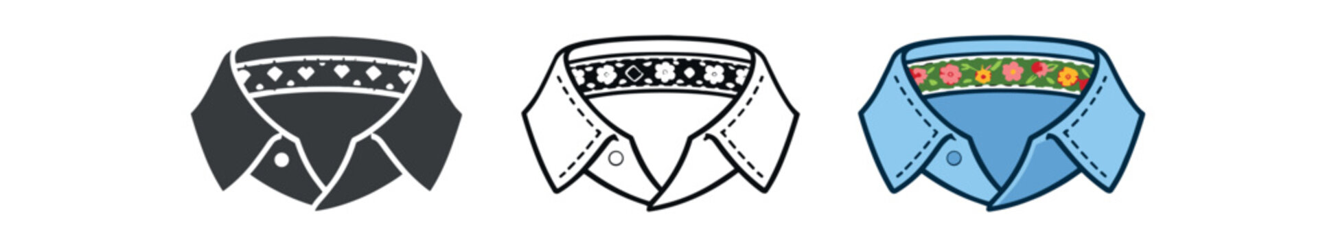 visible mending shirt collar saved with patterned bias tape and topstitching