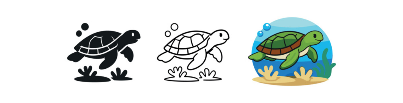 eco nature protection turtle swimming with no plastic around