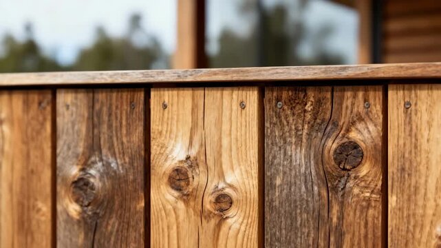 Shot capturing the detailed surface patterns of untreated natural wood cladding illustrating ecofriendly materials used for sustainable architecture.