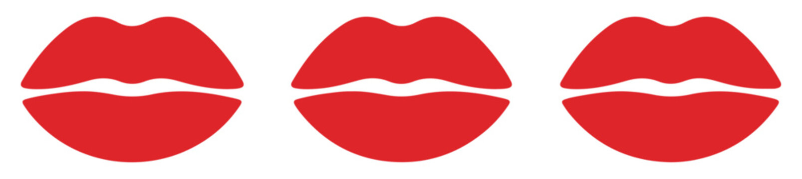 red kiss lips icon set