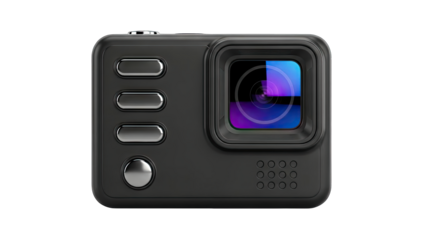 Black Action Camera Isolated on White Background