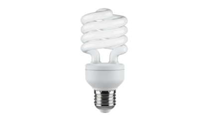 Energy-efficient compact fluorescent light bulb isolated PNG, eco-friendly lighting solution for sustainable living and reducing carbon footprint