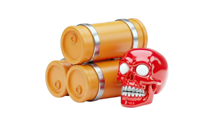 Dynamite Barrels and Red Skull: Danger and Explosives Concept