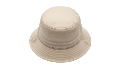 Beige bucket hat isolated PNG on transparent background, casual sun protection headwear for summer fashion and outdoor activities