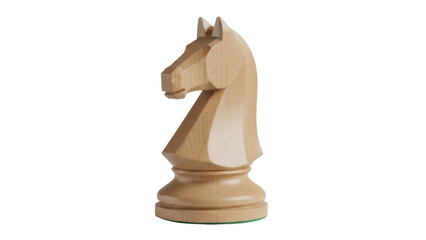 Wooden chess knight piece isolated PNG on transparent background, handcrafted game piece for strategy and board game design © Mia