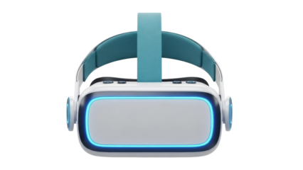 Modern VR headset PNG isolated on transparent background, virtual reality glasses for gaming and immersive experiences
