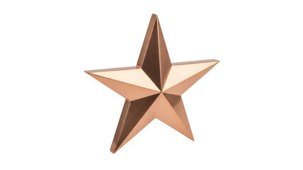 Bronze star isolated PNG on transparent background, shiny metallic five-pointed star for awards and holiday decoration