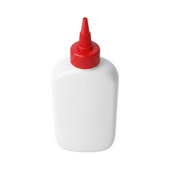 White glue bottle with red cap isolated on transparent background