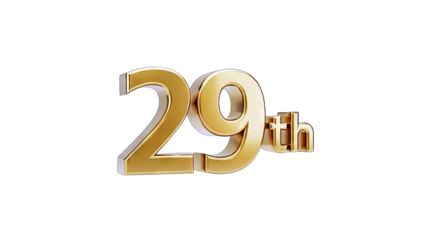 Golden 29th Anniversary Celebration on White Background