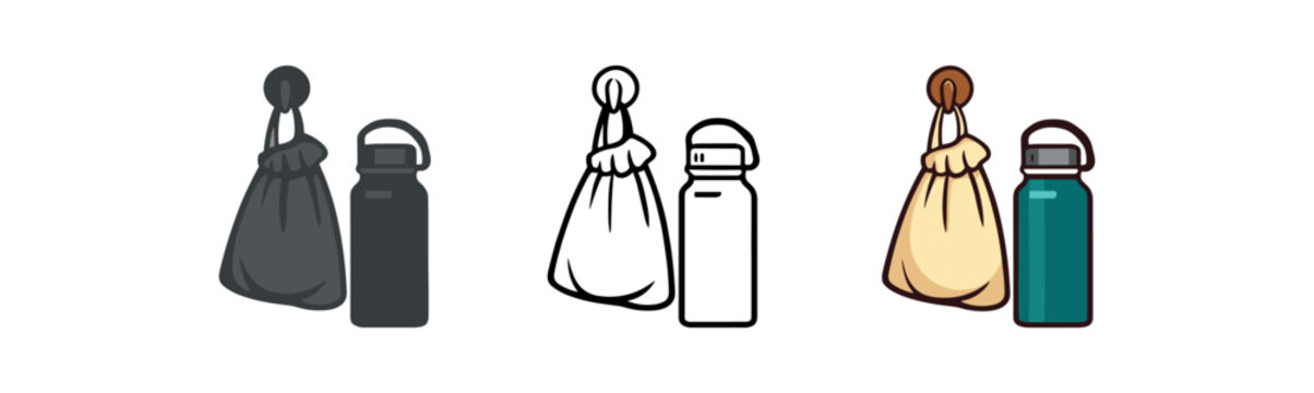 zero contain evening routine cloth bag hanging on hook beside reusable water bottle