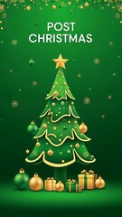 Post Christmas Green Tree Ornaments and Gifts Christmas tree