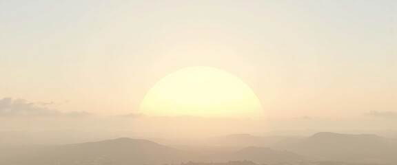 Soft sunrise mountain background with minimal pastel light
