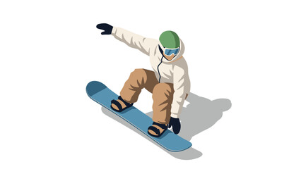 Fototapeta premium Dynamic snowboarder in action with winter sports gear in a minimalist style