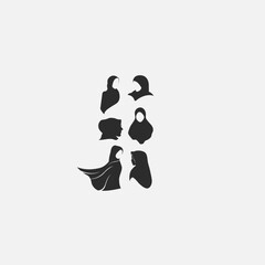 Obraz premium Hijab Face Icon Logo Collection Vector Set