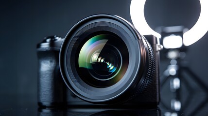 A 4K photo of a close-up shot of a camera lens in high resolution.
