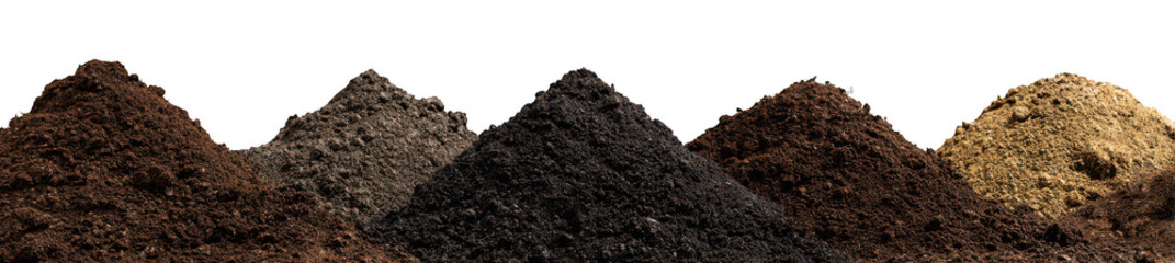 piles of different types of soil