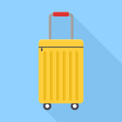 Yellow Travel Suitcase Flat Vector Icon